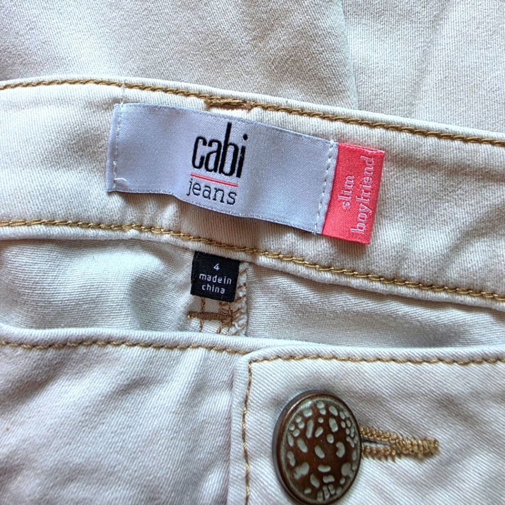 CAbi Women's Cream Slim Boyfriend Style 5089 Jeans Sz. 4